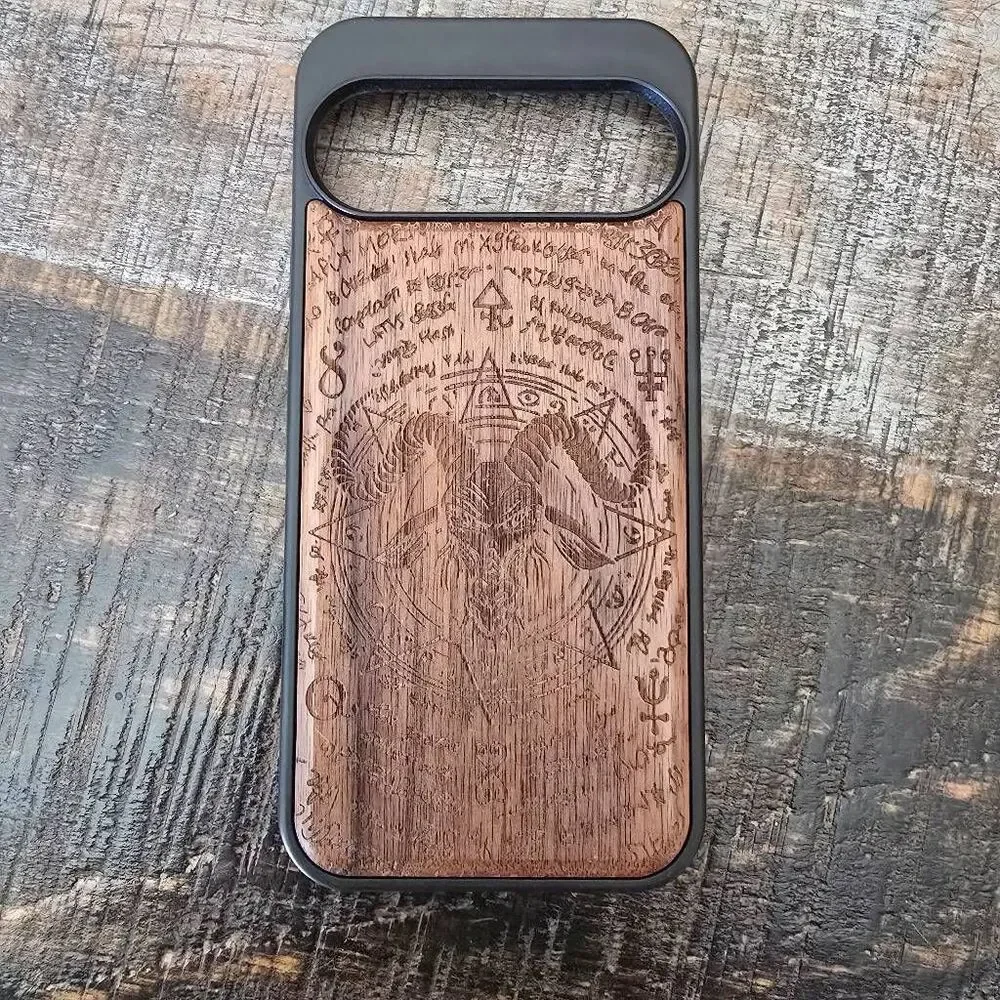 Google Pixel 9 Pro Wooden Magnetic Case Goat Artisan Crafted Alternative Witch